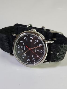 TIMEX Black Dial Watch with Black Nylon Strap CR2016